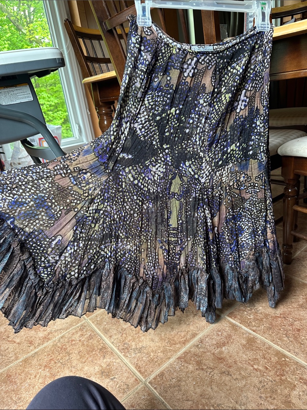 Alberto Makali Maxi Skirt in Olive, Purple & Black Print
